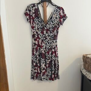 Kaileigh Red and White Wrap Mini Dress V-Neck